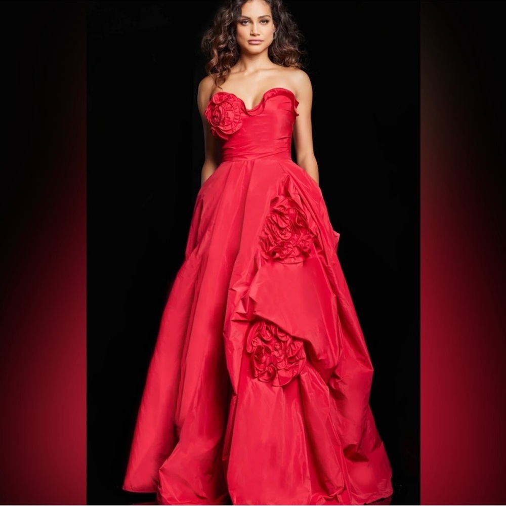 Jovani Red Strapless Prom Dress
